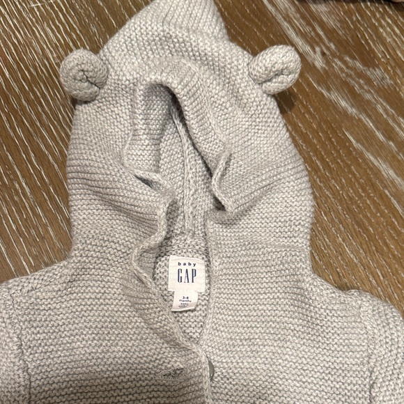 GAP Baby Light Gray Knit Hoodie with Ears - Picture 1 of 8